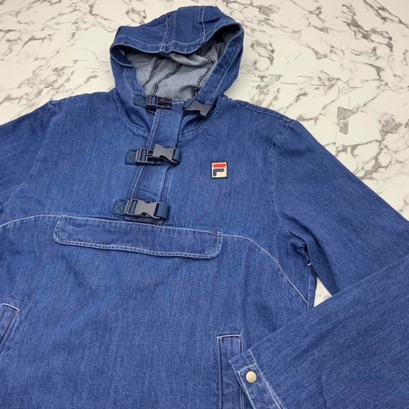 Men's Fila Blue Hooded Denim Dev Jacket - Picture 2 of 3